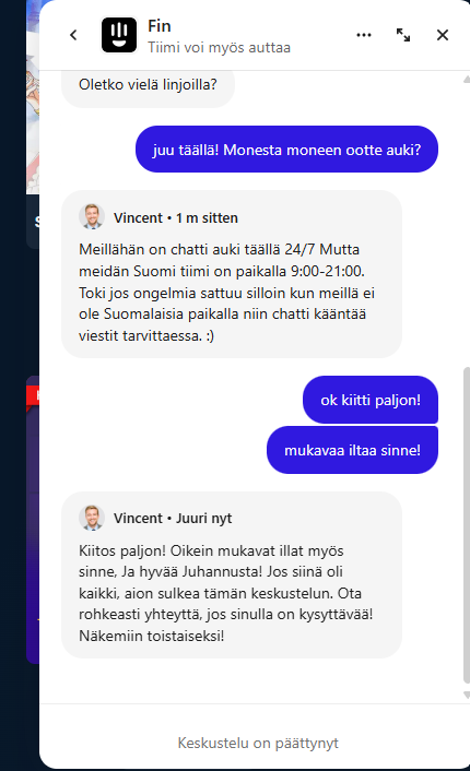 Winz Casino asiakaspalvelu