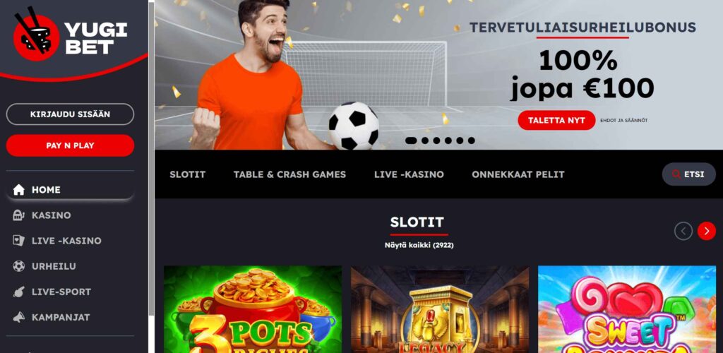 Yugibet Casino ulkoasu